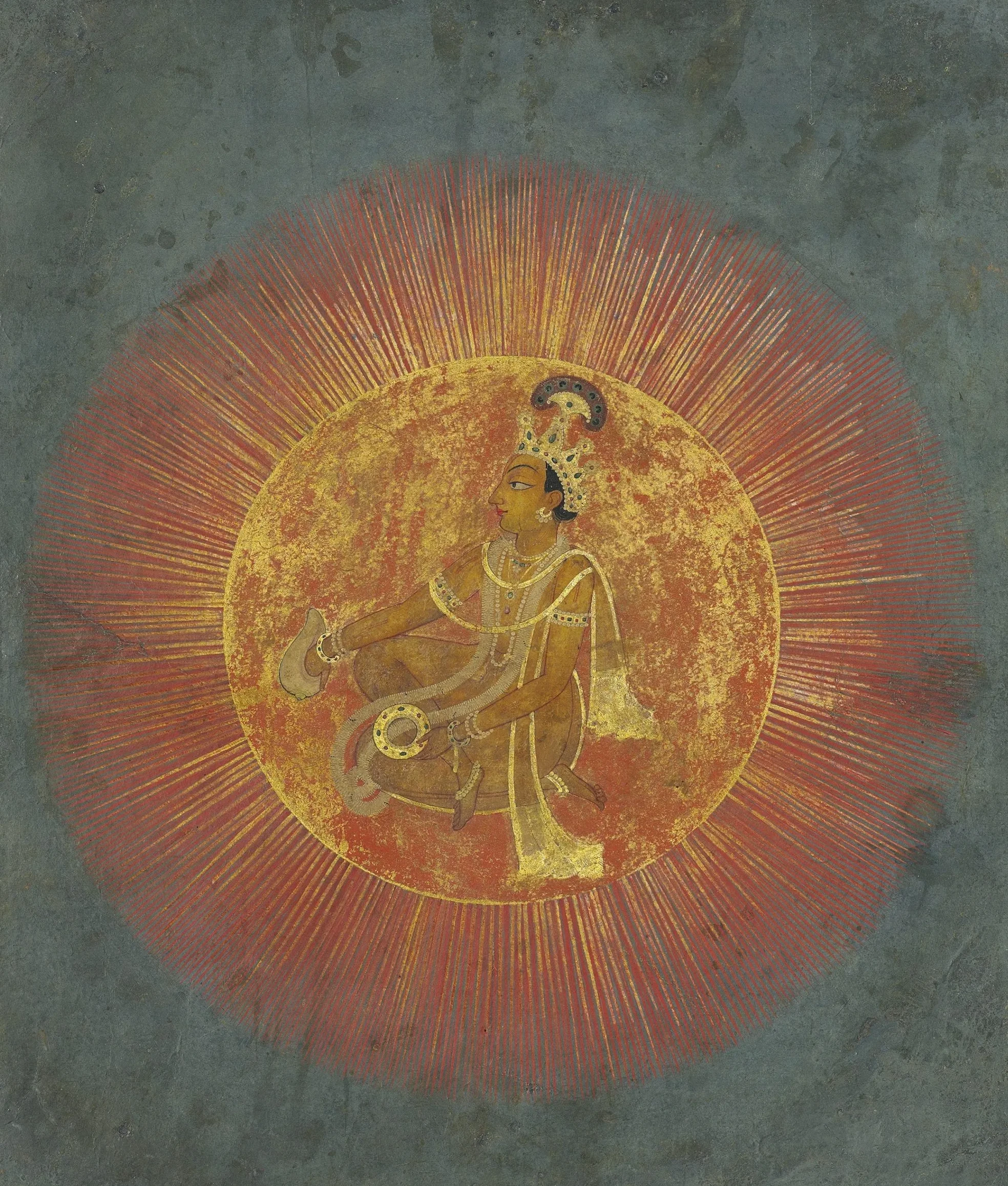 Painting of Surya Narayana the Hindu Sun God in a Cosmic Sun